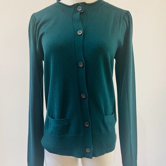 green button down cardigan sweater - Picture 1 of 7
